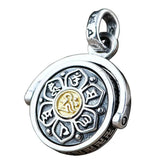 925 Sterling Silver Jewelry Six Words Pendant Om Mani Padme Hum Rotatable Shifting Lucky Vintage Buddha Jewelry - GQTORCH Jewelry