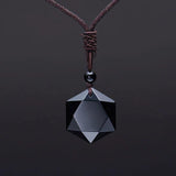 Black Obsidian Natural Stone Pendant Necklaces For Women and Men Cubic Hexagram Sweater Necklace Amulets And Talismans Jewelry - GQTORCH Jewelry