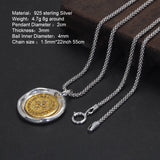 Real Pure 925 Sterling Silver Vajra Pestle Pendant Necklace for Men and Women Round Shape Gold Vermeil Amulet Jewelry