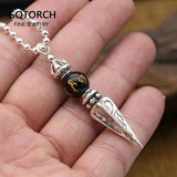 925 Sterling Silver Jewelry Vajra Talisman Pendant Natural Onyx Beads Six Words Engraved Om Mani Padme Hum For Men And Women - GQTORCH Jewelry