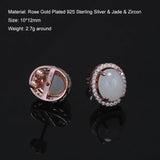 Clearance Sale 925 Sterling Silver Gemstone Earrings for Women Elegant Fashion Rose Gold Plated Topaz Jade Agate Zircon Earrings
