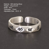 Real 925 Sterling Silver Buddhist Six Characters Mantra Rings for Women and Men Simple Classic Fashion Jewelry