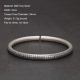 999 Pure Silver Heart Sutra Open Cuff Bracelet Engraved Buddhist Mantra Design Spiritual Healing Amulet Jewelry for Men Women - GQTORCH Jewelry