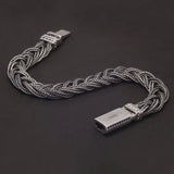 22cm Genuine S925 Silver Twisted Bracelet for Men Hand-woven Foxtail Chain Vintage Retro Punk Stylish Jewelry