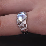 Authenic 925 Sterling Silver Opal Irregular Ring for Women Zircon Finger Rings Adjustable Vintage Y2K Fashion Jewelry