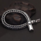22cm 925 Sterling Silver Viking Braided Woven Bracelet for Men Toggle Clasp Vintage Fashion Punk Handmade Jewelry