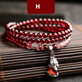 Wine Red Garnet Bracelets For Women Natural Gemstone 925 Sterling Silver Jewelry Fox Gourd Pixiu Snowflake Charm Best Gift Girls