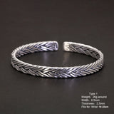 Genuine 999 Sterling Silver Braided Twist Open Bangle Cuff Links Handmade Fine Jewelry