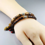 Tibetan Buddhist Handmade Mantra Sign Charm Natural Sanders Wood Mala Beads Bracelet For Men And Women With Coconut Shell