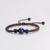 Blue Tiger Eyes Natural Stone Bead Bracelet 3 Colors Red String Braiding Couple Bracelets for Men Women Adjustable Length - GQTORCH Jewelry