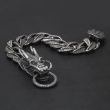 925 Sterling Silver Dragon Curb Chain Bracelet for Men Cuban Link Chain Bangle Domineering Heavyweight Cool Punk Biker Jewelry