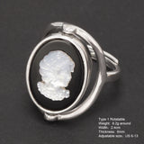 925 Sterling Silver Unique Double Sides Rotatable Ring Natural Shell Agate Elegant Charm Queen French Jewelry Adjustable