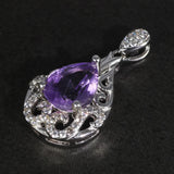 Semi-Precious Stone Amethyst Lucky Pendant Real Silver 925 Jewelry For Women Geometrical Fine Jewelry