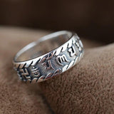 Om Mani Padme Hum Ring Mantra Vintage Tibetan Type 100% Real Pure 925 Sterling Silver Jewelry For Men And Women Lovers Couples - GQTORCH Jewelry