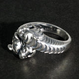 Real Pure 925 Sterling Silver Men's Rings Double Tiger Heads Retro Punk Rock Opening Adjustable Biker Rings Fine Jewelry