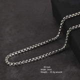 Genuine 925 Sterling Silver Jewelry Round Box Chain Thickened All-match Necklace for Men and Women Retro 22 24 26 28 30 Inch