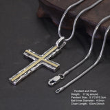 925 Silver Jewelry Certified Original Jesus Cross Pendant Necklace with Gold Carved Forever Eternity Reignitions Amulet Jewelry