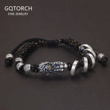 999 Pure Silver Five Emperors' Money Pixiu Braided Rope Bracelet Good Luck Rich Money Fortune Wealth Retro Amulet Jewelry Gift