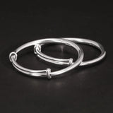 Solid 999 Sterling Silver Simple Push-pull Bracelet Women and Kids Smooth Minimalist Jewelry First Birthday Gift