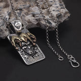 925 Sterling Silver Joker Pendant Necklace for Men Poker Cards Clown Retro Hip Hop Punk Rock Male Jewelry Gift