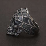 999 Pure Silver Spider Web Skull Ring for Men Heavyweight Domineering Punk Rock Gothic Retro Cool Biker Trendy Jewelry