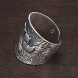 23mm Exaggerated Wide Ring Real Pure 999 Sterling Silver Embossed Elephant Band Men Women Adjustable Animal Lucky Jewelry