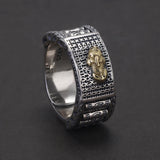 925 Sterling Silver Pixiu Vajra Pestle Band Ring for Men Women Rotatable Prayer Wheel Carved Six Word Vintage Buddhist Jewelry