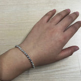 Real Pure 999 Sterling Silver Elastic String Faceted Beads Bracelet For Ladies Kids Minimalism Jewelry