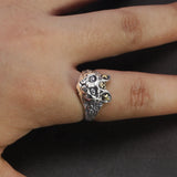 Vintage 925 Sterling Silver Cat Ring Women's Simple Style Animal Adjustable Ring Fine Jewelry