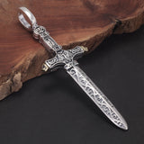 925 Sterling Silver Large Holy Sword Pendant Necklace for Men Vintage Fashion Punk Male Biker Jewelry Gift