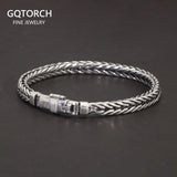 Guaranteed 925 Sterling Silver Bracelet Braided Chain with Plug Safety Buckle Keel Viking Jewelry for Men and Women