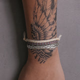3pcs/set Handmade 999 Pure Silver Twist Bangle Flower Rope Knot Braid Wrist Chain Bracelet Bohemian Ethnic Hand Jewelry Set