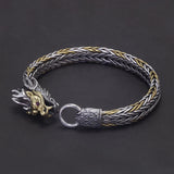 9mm 925 Sterling Silver Dragon Head Braided Bracelet for Men 20cm Vintage Hiphop Punk Two-tone Handcraft Jewelry Accessories