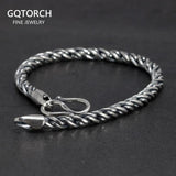 4mm Real Viking 925 Sterling Silver Handmade Braided Chain Bracelets for Men and Women Retro Punk Style - GQTORCH Jewelry