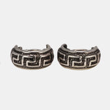 925 Sterling Silver Patterned Ear Hoop Earrings Retro Best Gifts for Men and Women Punk Rock Jewelry