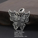 Real Sterling Silver 925 Hollowed Out Butterfly Pendant Women Vintage Personality Necklace Sweater Chain Fine Jewelry