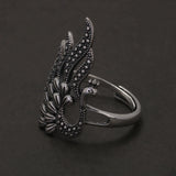 925 Sterling Silver Ethnic Hollow Peacock Ring for Women Elegant Retro Vintage Birthday Party Jewelry Accessories
