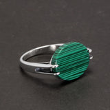 Real Pure 925 Sterling Silver Turkish Ring for Men and Women Prong Setting Black Agate Lapis Lazuli Malachite Jewelry