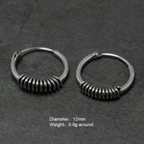 12mm Small Hoop Earrings With Spiral Coils For Women Men 925 Sterling Silver Round Circle Ear Bone Buckle Retro Thai Silver