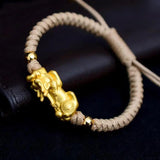 999 Stelring Silver 3D Brave Troops Bracelets For Men Pure Hand Woven Braided Lucky Red Rope Bracelets Multi Color Chinese Knots - GQTORCH Jewelry