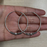 20mm 30mm 42mm Real 925 Sterling Silver Hoop Earrings for Women Round Circle Retro Vintage Antique Style Women's Jewelry