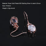 Clearance Sale 925 Sterling Silver Gemstone Earrings for Women Elegant Fashion Rose Gold Plated Topaz Jade Agate Zircon Earrings