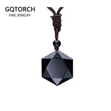 Black Obsidian Natural Stone Pendant Necklaces For Women and Men Cubic Hexagram Sweater Necklace Amulets And Talismans Jewelry - GQTORCH Jewelry