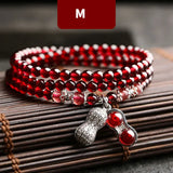 Wine Red Garnet Bracelets For Women Natural Gemstone 925 Sterling Silver Jewelry Fox Gourd Pixiu Snowflake Charm Best Gift Girls