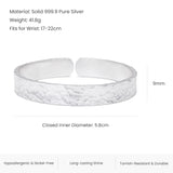 3pcs/set 999 Sterling Silver Stacked Cuff Bracelet Bangle 9mm Hammered Bracelet Knot Rope Adjustable Fashion Fine Jewelry