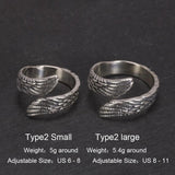 925 Sterling Silver Vintage Angel Bat Wing Demon Eye Hip Hop Adjustable Couples Rings for Men and Women Viking Jewelry - GQTORCH Jewelry