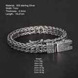 Handmade Braided Real 925 Sterling Silver Lys Punk Bracelets for Men Thai Silver Bracelet Vintage Jewelry