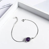 Natural Stone Ball Charm 925 Sterling Silver Box Chain Bracelets For Women Simple Minimalism Multi Color Real Crystal Bracelet - GQTORCH Jewelry