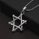 925 Sterling Silver Six Pointed Star Pendant Necklace Women and Men Hollow Jewish Star of David Necklace Hiphop Retro Jewelry