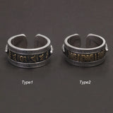 925 Sterling Silver Vintage Retro Six Word Vajra Pestle Ring for Men Women Auspicious Knots Amulet Buddhist Jewelry